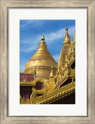 Framed Shwezigon Pagoda, Bagan, Mandalay Region, Myanmar Print