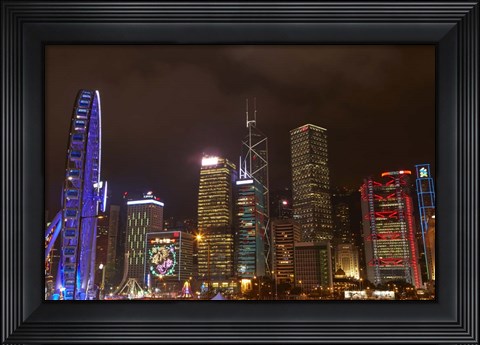 Framed Skyscrapers and Hong Kong Observation Wheel, Hong Kong, China Print
