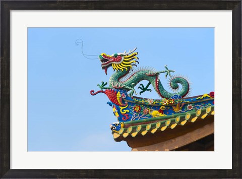 Framed Dragon Sculpture, South Putuo Temple, Xiamen, Fujian Province, China Print