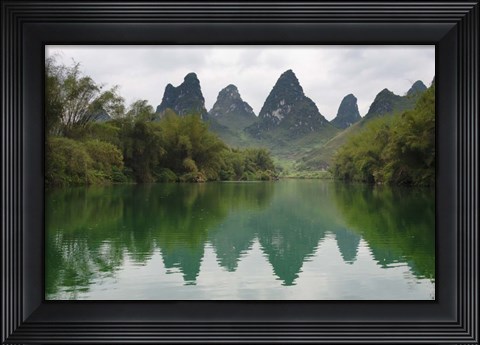Framed Karst Hills with Longjiang River, Yizhou, Guangxi Province, China Print