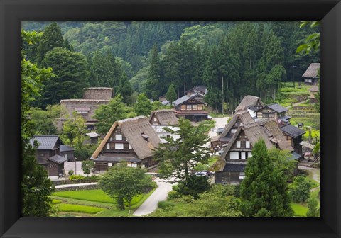 Framed Gassho-Zukuri Houses in the Mountain, Japan Print