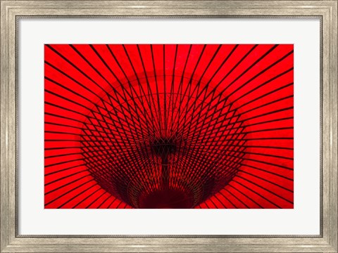 Framed Red Umbrella, Gifu, Japan Print