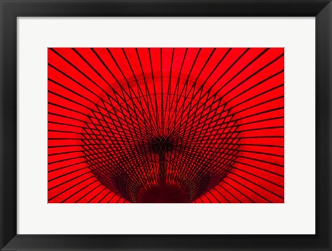 Framed Red Umbrella, Gifu, Japan Print