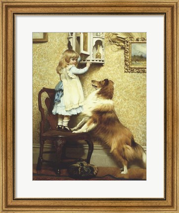 Framed Little Girl and Her Sheltie Print
