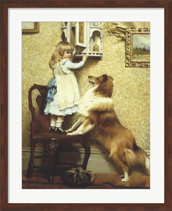 Framed Little Girl and Her Sheltie Print