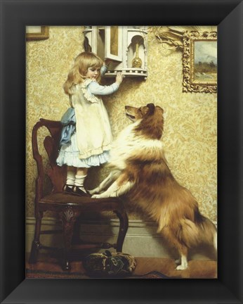 Framed Little Girl and Her Sheltie Print