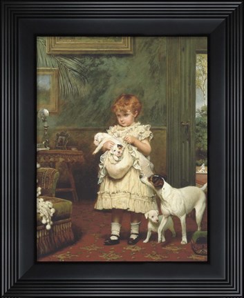 Framed Girl with Dogs Print