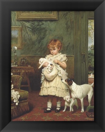 Framed Girl with Dogs Print