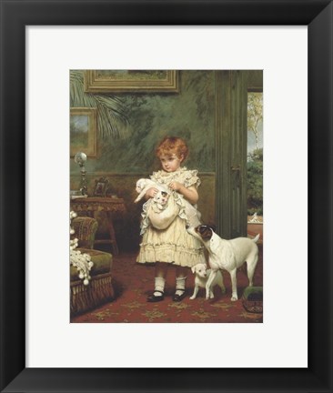 Framed Girl with Dogs Print