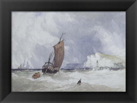 Framed Pilot Boat Off Feecamp, Normandy Print