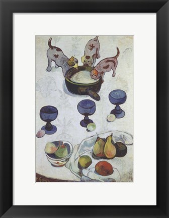 Framed Still Life with Three Puppies Print