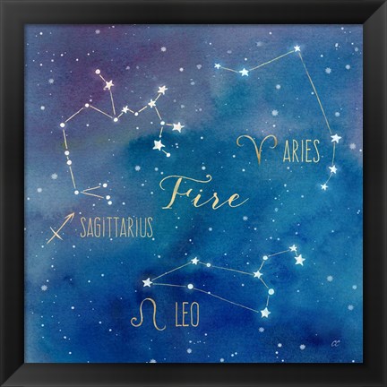 Framed Star Sign Fire Print