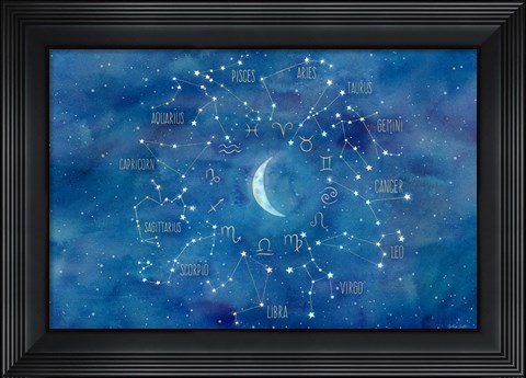 Framed Star Sign with Moon Landscape Print