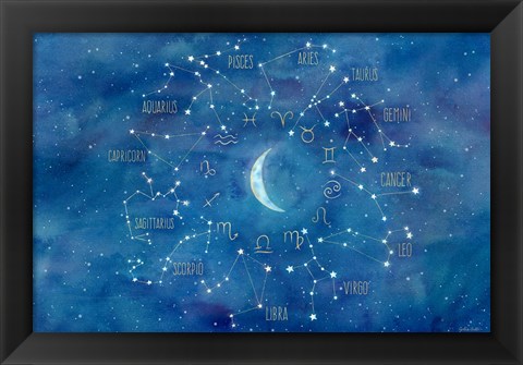 Framed Star Sign with Moon Landscape Print