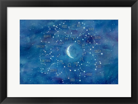 Framed Star Sign with Moon Landscape Print