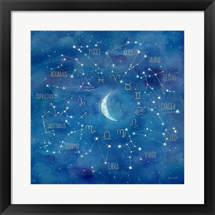 Framed Star Sign with Moon Square Print