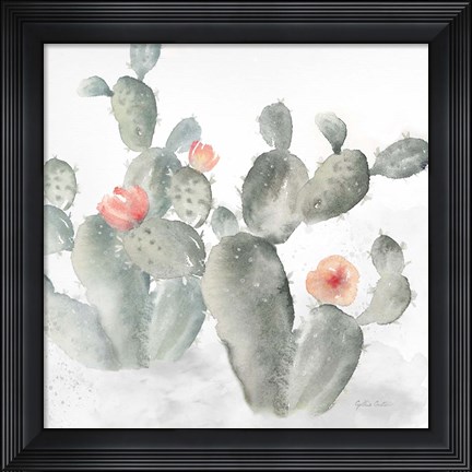 Framed Cactus Garden Gray Blush III Print