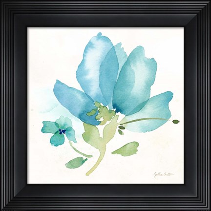 Framed Blue Poppy Field Single II Print