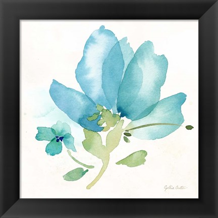 Framed Blue Poppy Field Single II Print