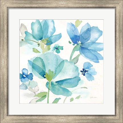 Framed Blue Poppy Field I Print