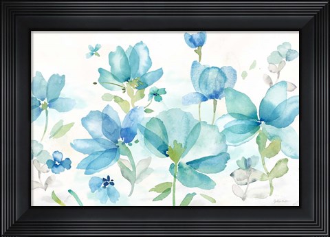 Framed Blue Poppy Field Landscape Print