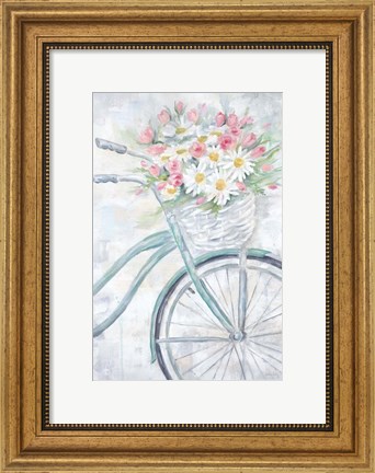 Framed Bike with Flower Basket Print