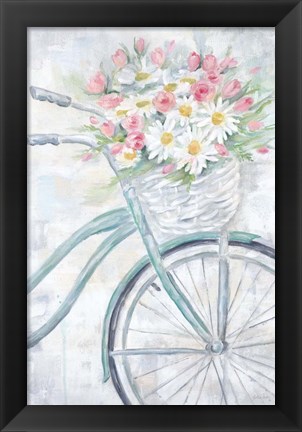 Framed Bike with Flower Basket Print