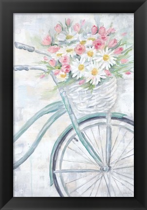 Framed Bike with Flower Basket Print