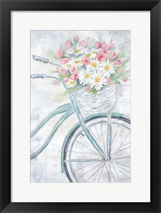 Framed Bike with Flower Basket Print