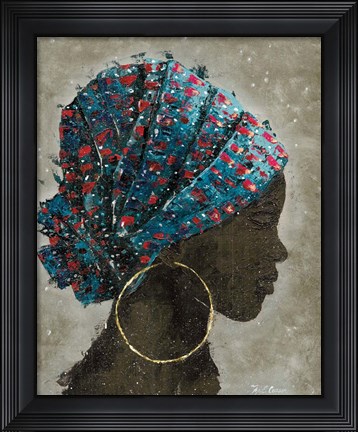 Framed Profile of a Woman I (gold hoop) Print