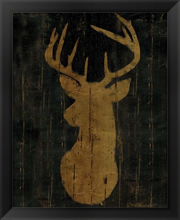 Framed Rustic Lodge Animals Deer Head Print