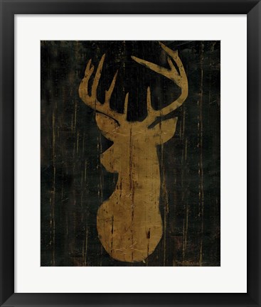 Framed Rustic Lodge Animals Deer Head Print