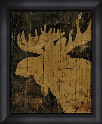 Framed Rustic Lodge Animals Moose Print