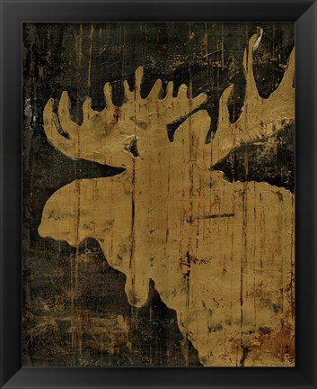 Framed Rustic Lodge Animals Moose Print