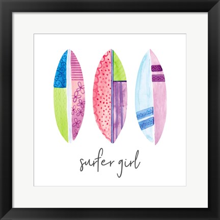 Framed Sports Girl Surfer Print