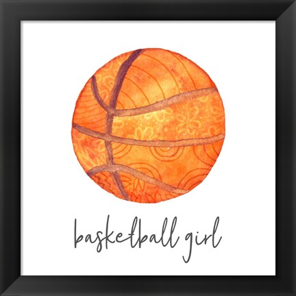 Framed Sports Girl Basketball Print