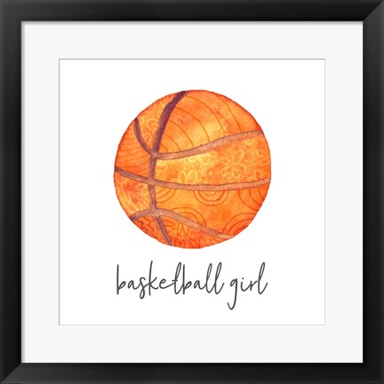 Framed Sports Girl Basketball Print