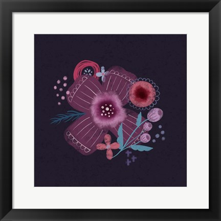 Framed Dark Purple Florals I Print