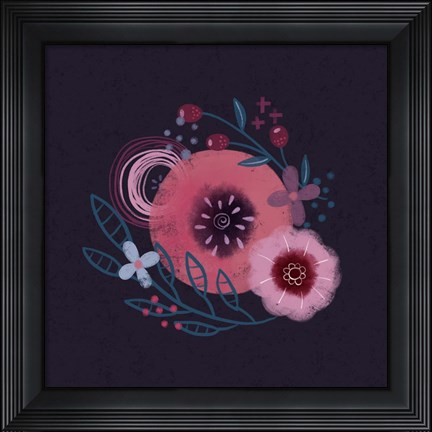 Framed Dark Purple Florals II Print