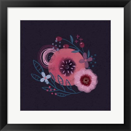 Framed Dark Purple Florals II Print