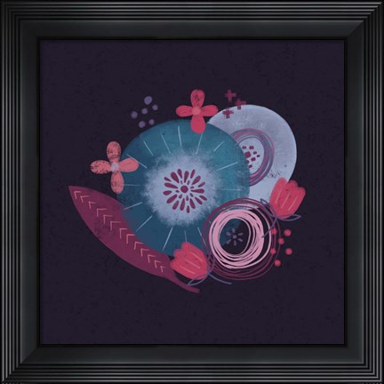 Framed Dark Purple Florals III Print