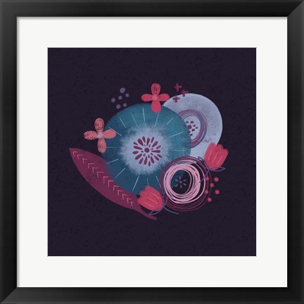 Framed Dark Purple Florals III Print