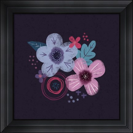 Framed Dark Purple Florals IV Print