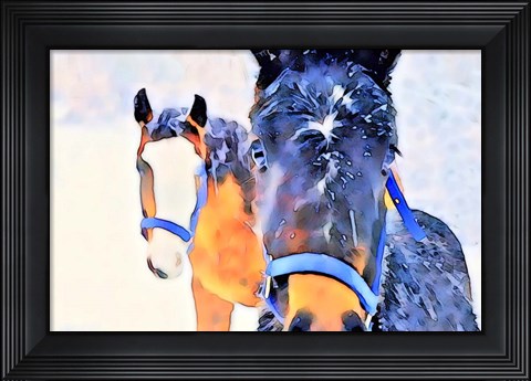 Framed Snow Horses Print
