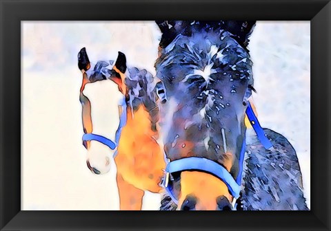 Framed Snow Horses Print