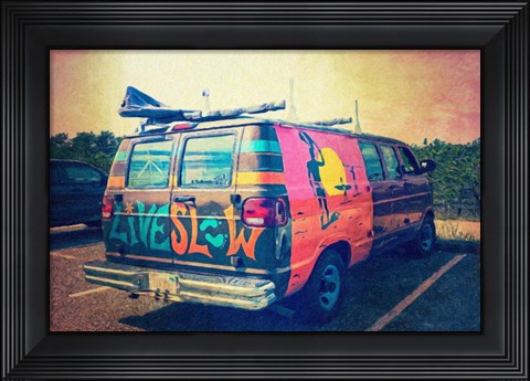 Framed Beach Van at Sunset Print