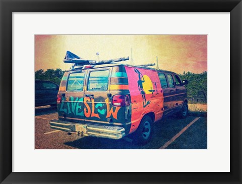 Framed Beach Van at Sunset Print