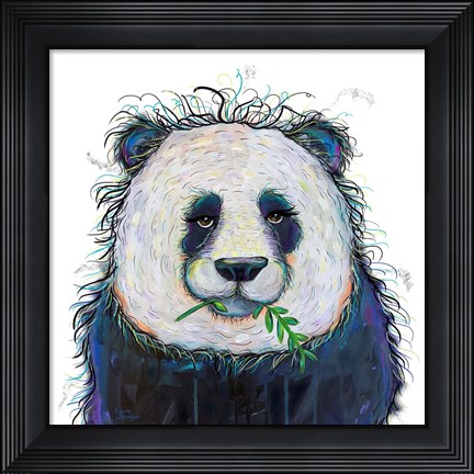 Framed Panda with Leaf Print