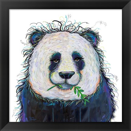 Framed Panda with Leaf Print