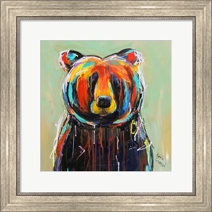 Framed Painted Black Bear Print